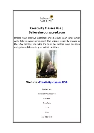 Creativity Classes Usa  Believeinyoursacred.com