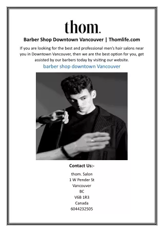 Barber Shop Downtown Vancouver | Thomlife.com
