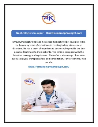 Nephrologists In Jaipur Drravikumarnephrologist.com