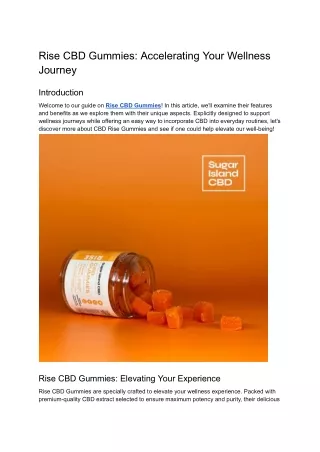 Rise CBD Gummies_ Accelerating Your Wellness Journey