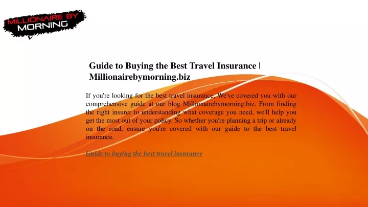 guide to buying the best travel insurance