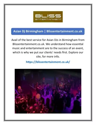 Asian Dj Birmingham  Blissentertainment.co.uk