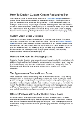 How To Design Custom Cream Packaging Box