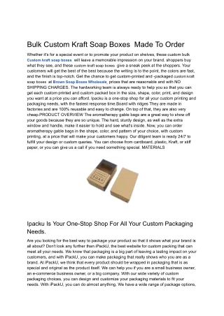 bulk custom kraft soap boxes made to order
