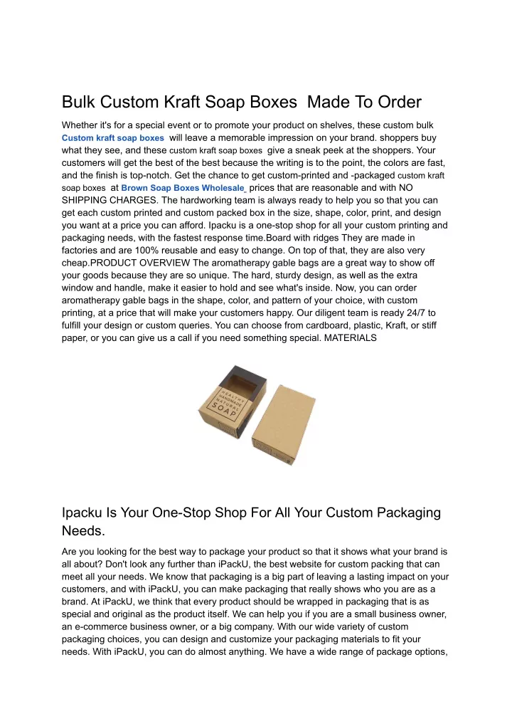 bulk custom kraft soap boxes made to order