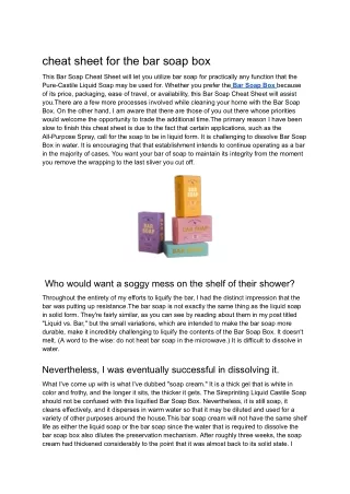 cheat sheet for the bar soap box