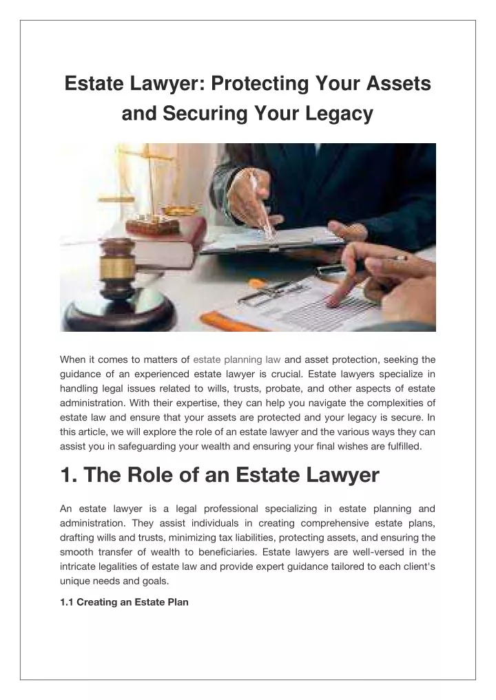 estate lawyer protecting your assets and securing