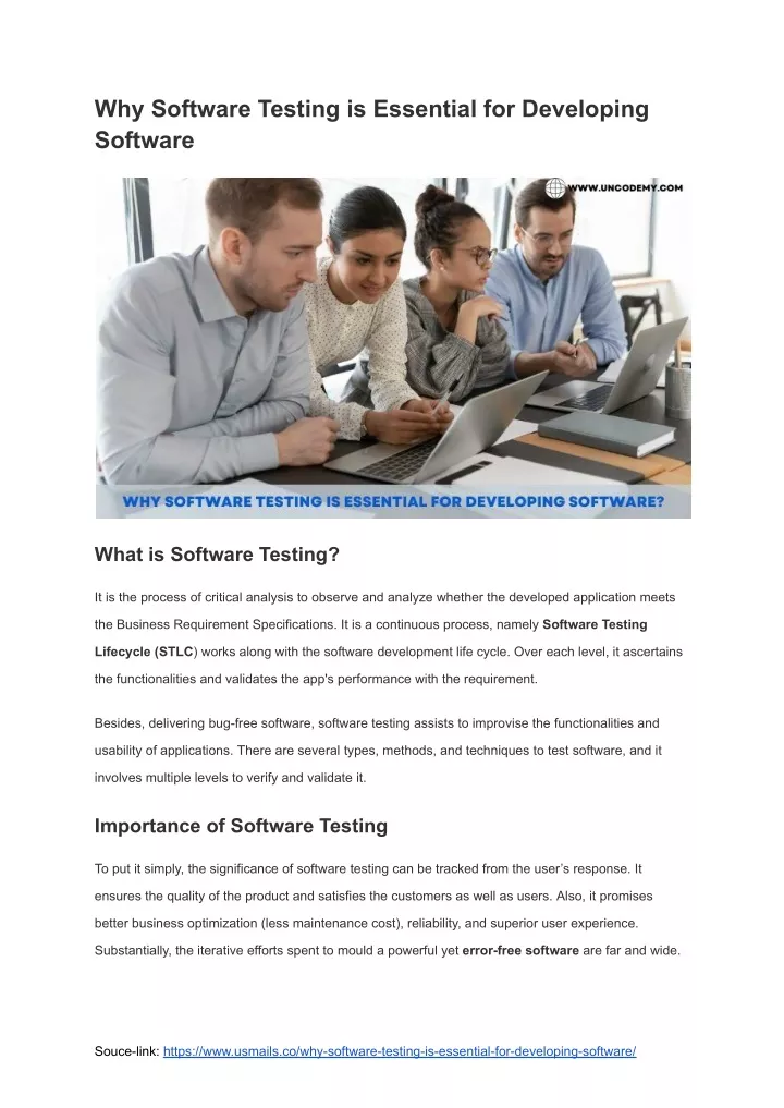 why software testing is essential for developing