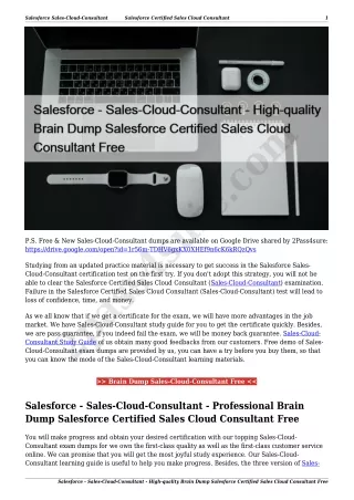 Salesforce - Sales-Cloud-Consultant - High-quality Brain Dump Salesforce Certified Sales Cloud Consultant Free