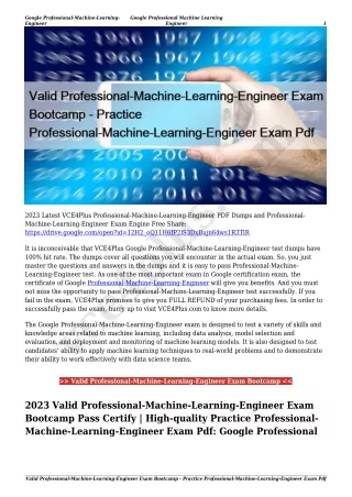 Valid Professional-Machine-Learning-Engineer Exam Bootcamp - Practice Professional-Machine-Learning-Engineer Exam Pdf