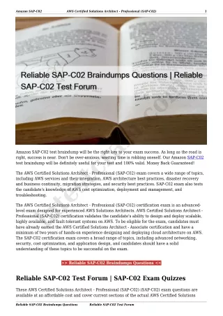 Reliable SAP-C02 Braindumps Questions | Reliable SAP-C02 Test Forum
