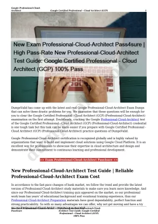 New Exam Professional-Cloud-Architect Pass4sure | High Pass-Rate New Professional-Cloud-Architect Test Guide: Google Cer