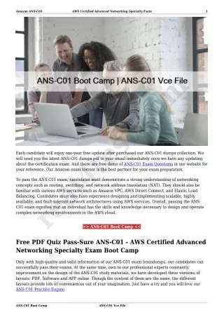 ANS-C01 Boot Camp | ANS-C01 Vce File