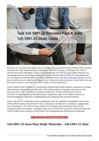 Test 1z0-1091-22 Simulator Free & Valid 1z0-1091-22 Study Guide