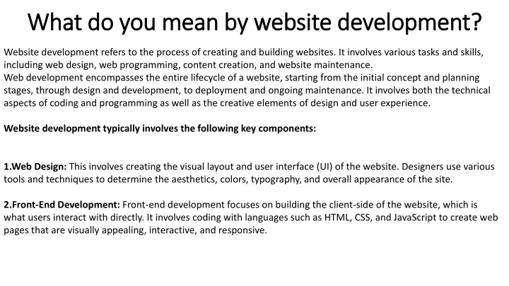 what do you mean by website development