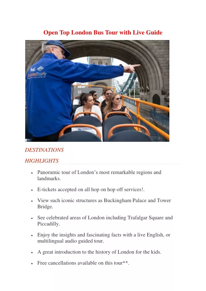 open top london bus tour with live guide