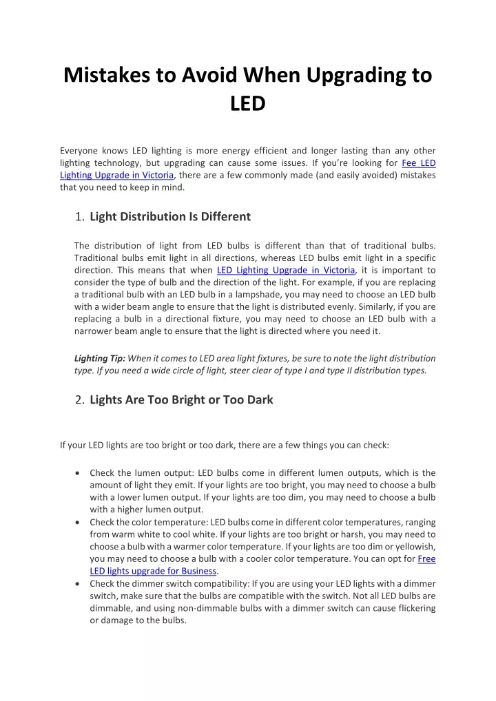mistakes to avoid when upgrading to led