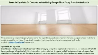 essential qualities to consider when hiring garage floor epoxy floor professionals