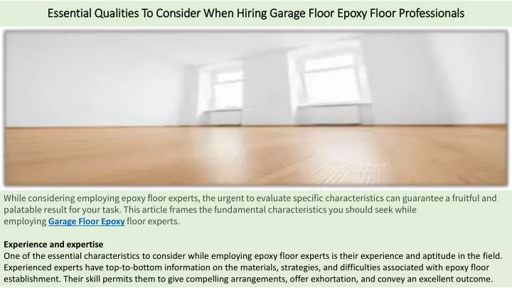 essential qualities to consider when hiring garage floor epoxy floor professionals