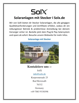 Solaranlagen mit Stecker I Solx.de
