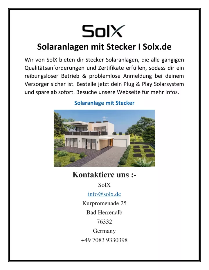 solaranlagen mit stecker i solx de