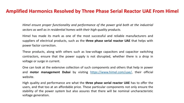 amplified harmonics resolved by three phase