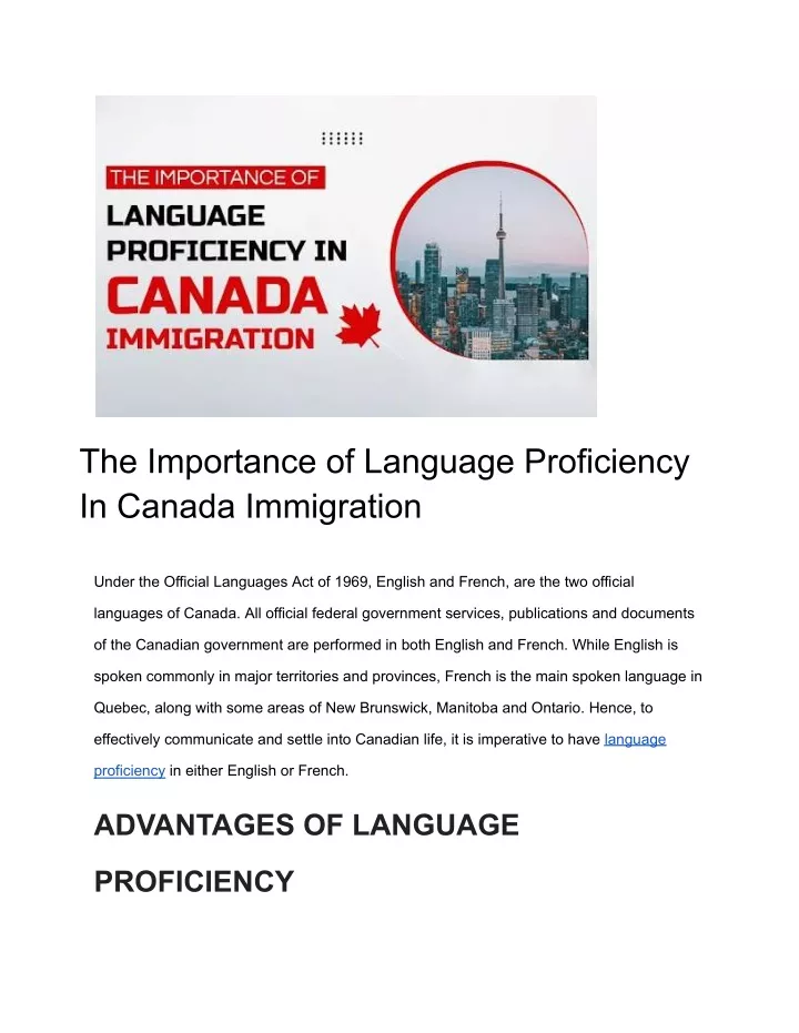the importance of language proficiency in canada
