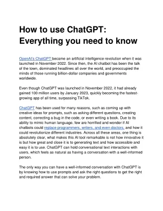 How to use ChatGPT_ Everything you need to know