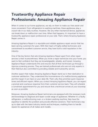 Trustworthy Appliance Repair Professionals(read)