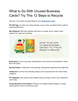 What to Do With Unused Business Cards? Try This 12 Steps to Recycle