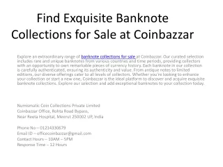 Find Exquisite Banknote Collections for Sale at Coinbazzar