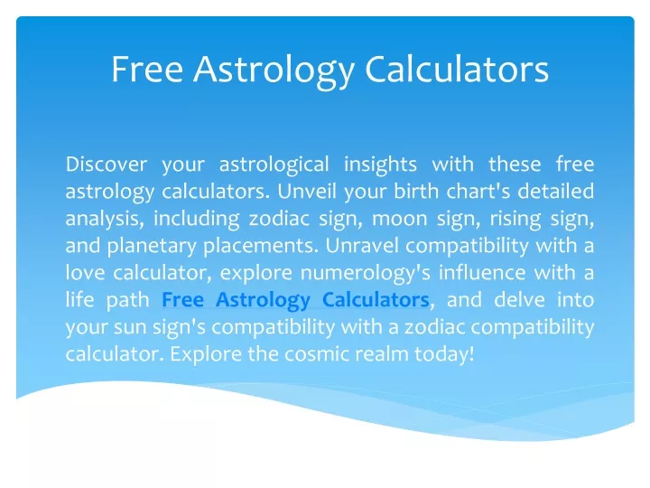 free astrology calculators