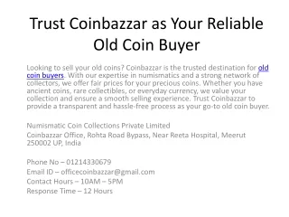 Trust Coinbazzar as Your Reliable Old Coin Buyer