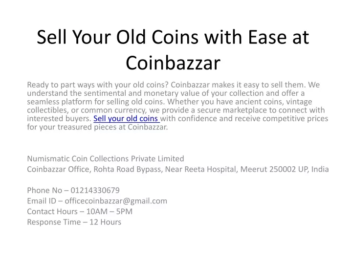 sell your old coins with ease at coinbazzar