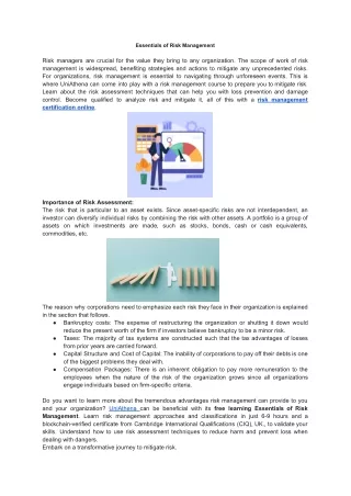 essentials of risk management