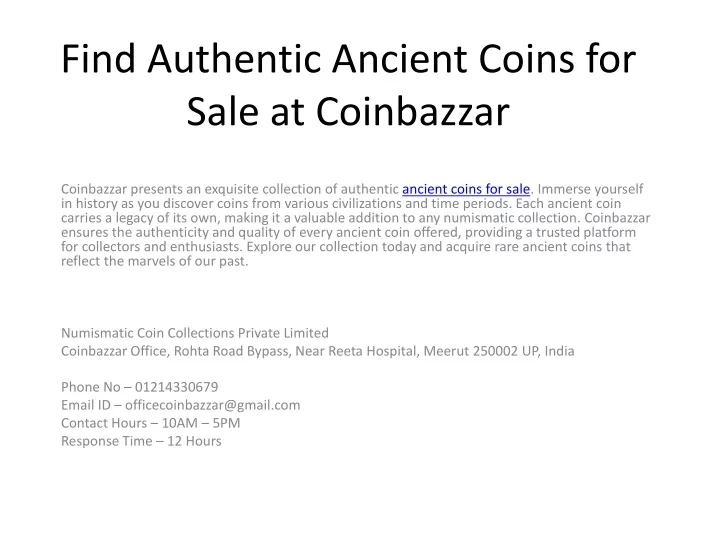 find authentic ancient coins for sale at coinbazzar