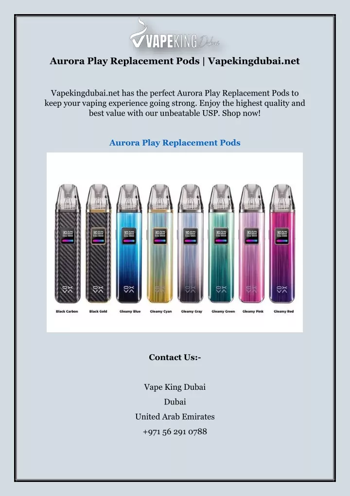 aurora play replacement pods vapekingdubai net