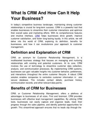 What Is CRM And How Can It Help Your Business?