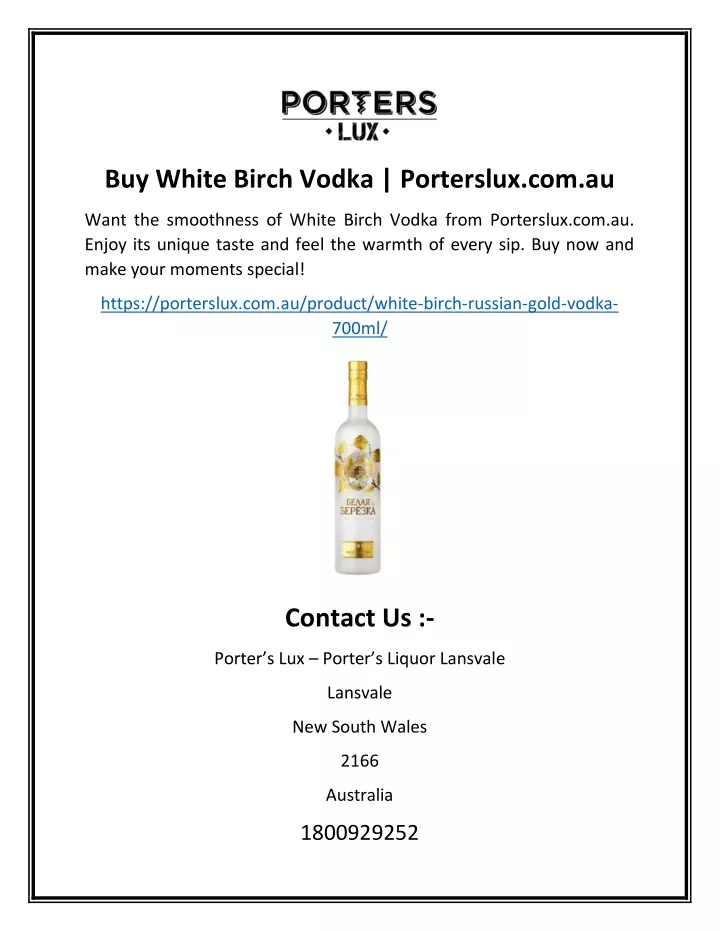 buy white birch vodka porterslux com au