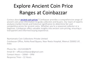 Explore Ancient Coin Price Ranges at Coinbazzar