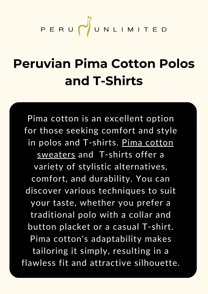 PPT - Experience Pima Cotton Sweaters and T-Shirts At Peru Unlimited ...