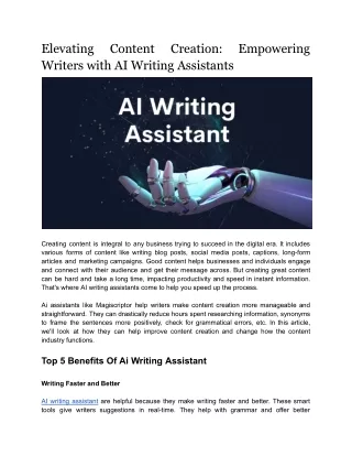 Elevating Content Creation_ Empowering Writers with AI Writing Assistants