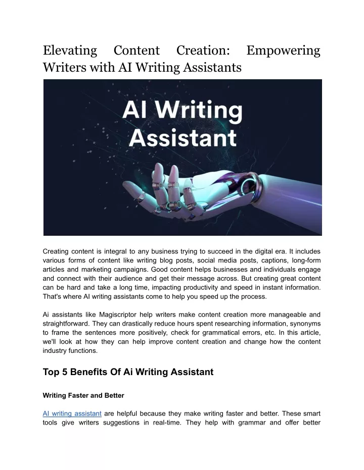 elevating writers with ai writing assistants