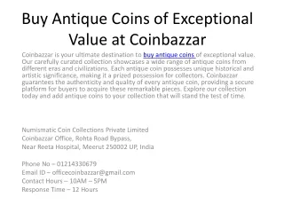 Buy Antique Coins of Exceptional Value at Coinbazzar