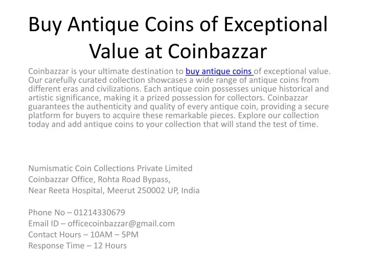 buy antique coins of exceptional value at coinbazzar