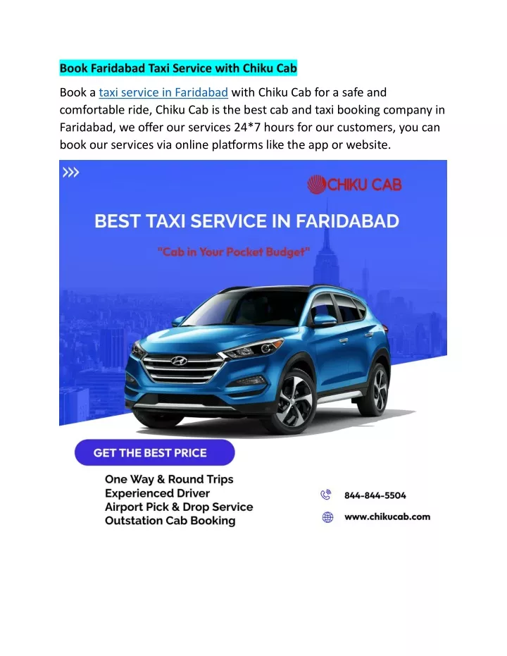 book faridabad taxi service with chiku cab