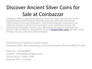 Discover Ancient Silver Coins for Sale at Coinbazzar