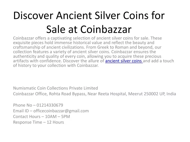 discover ancient silver coins for sale at coinbazzar