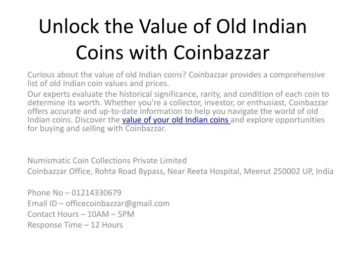 unlock the value of old indian coins with coinbazzar