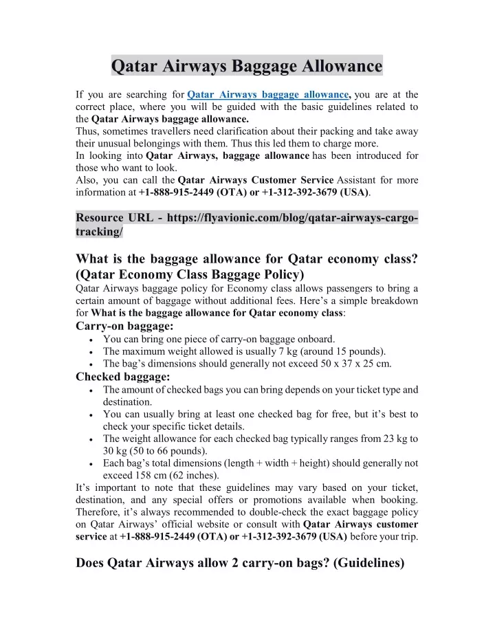 qatar airways baggage allowance